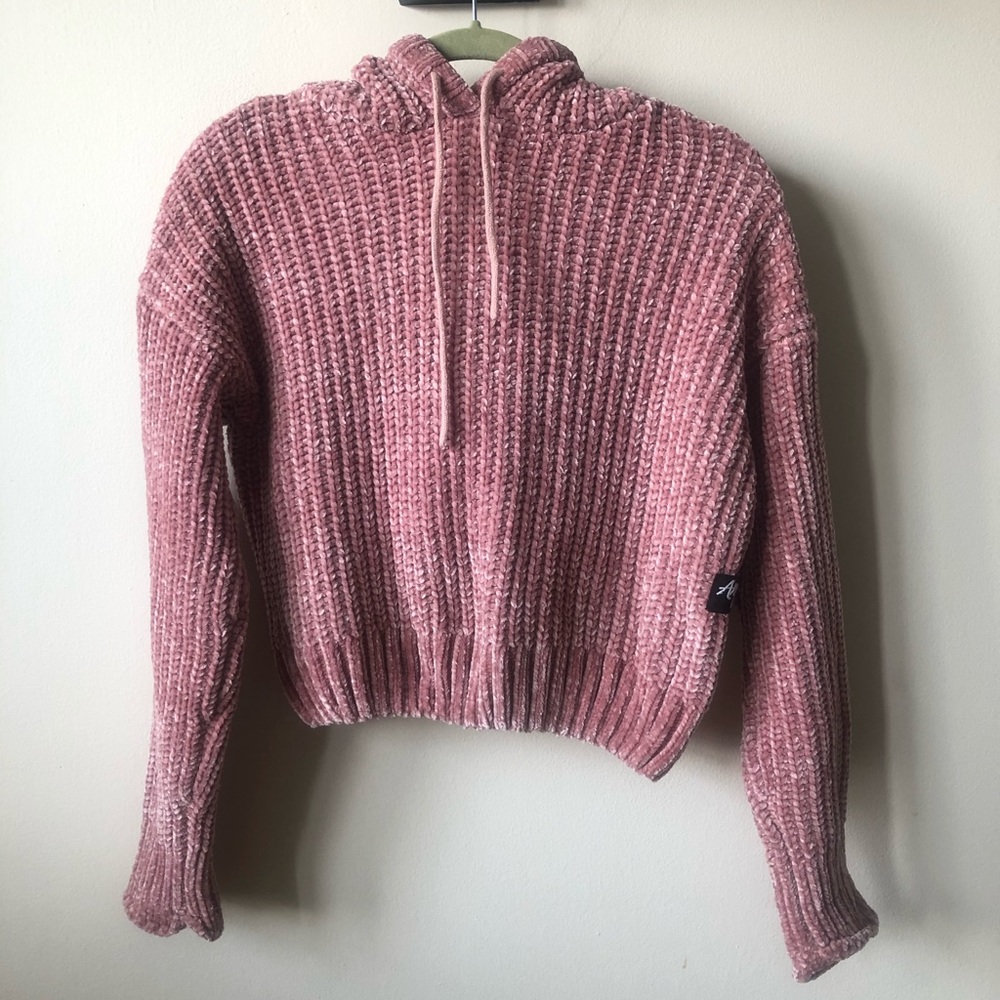 Chenille Cropped Hoodie